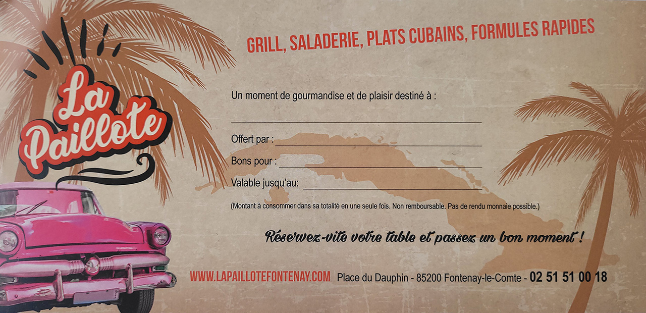 La carte cadeau du restaurant La Paillote
